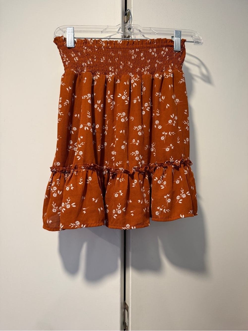 Dry Goods Rust Floral Smocked Mini Skirt
